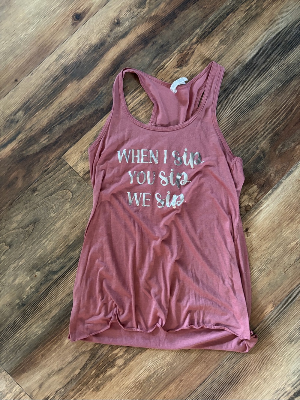 Bella Canvas Dusty Rose Racerback Tank with Silver Script